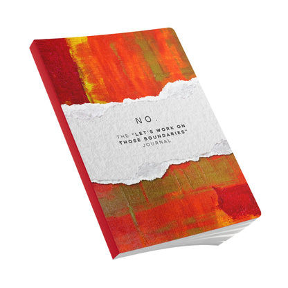 Boundaries Journal — 'No.' Self-Care Softcover Journal with Abstract Orange Art