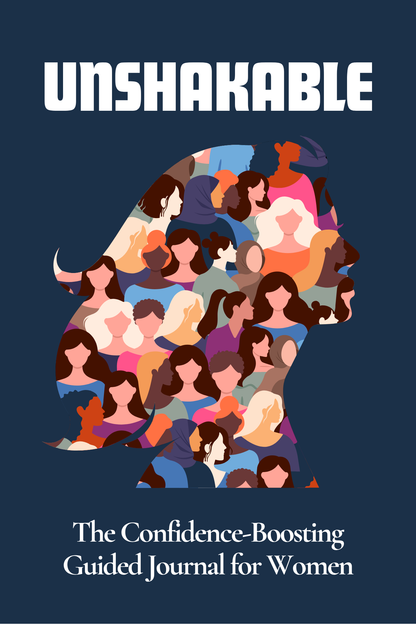 Book cover of 'Unshakable' with a silhouette of women's heads on a dark blue background