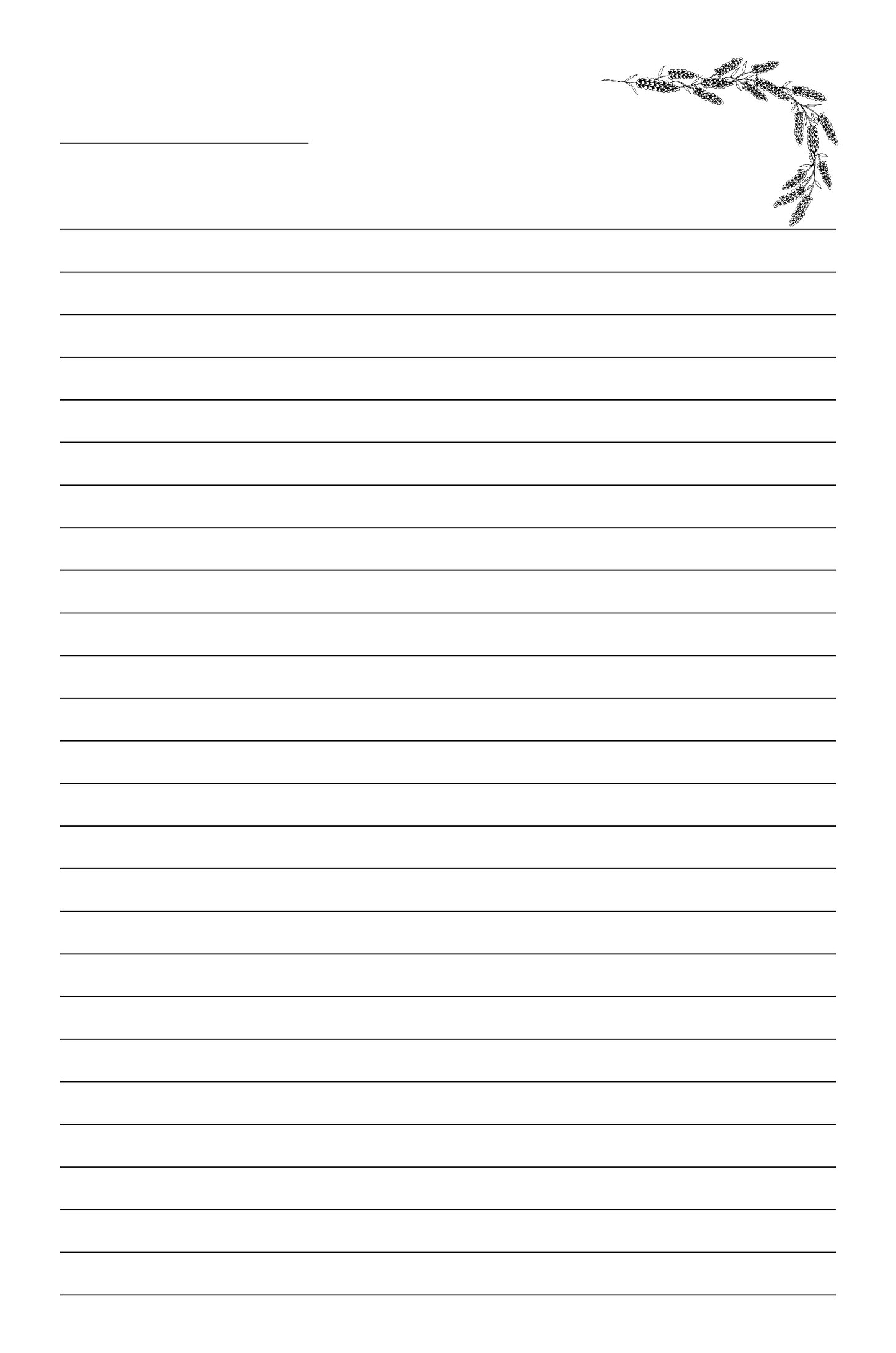 Lined paper with decorative corner design