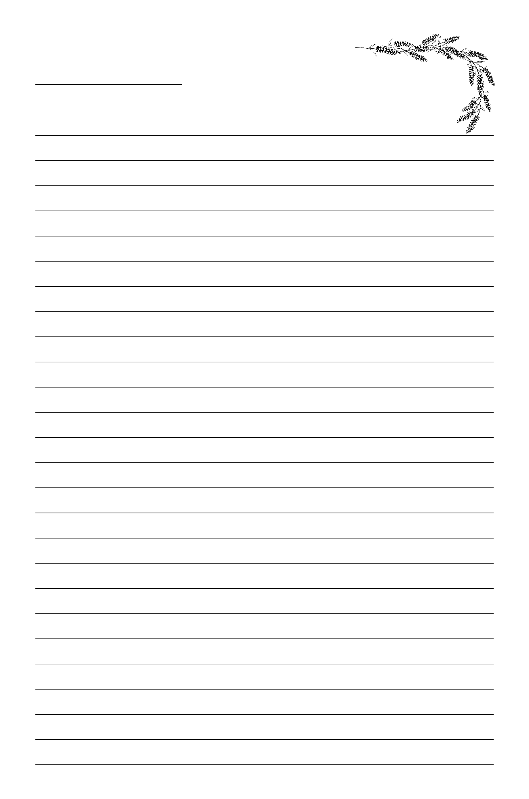 Lined paper with decorative corner design